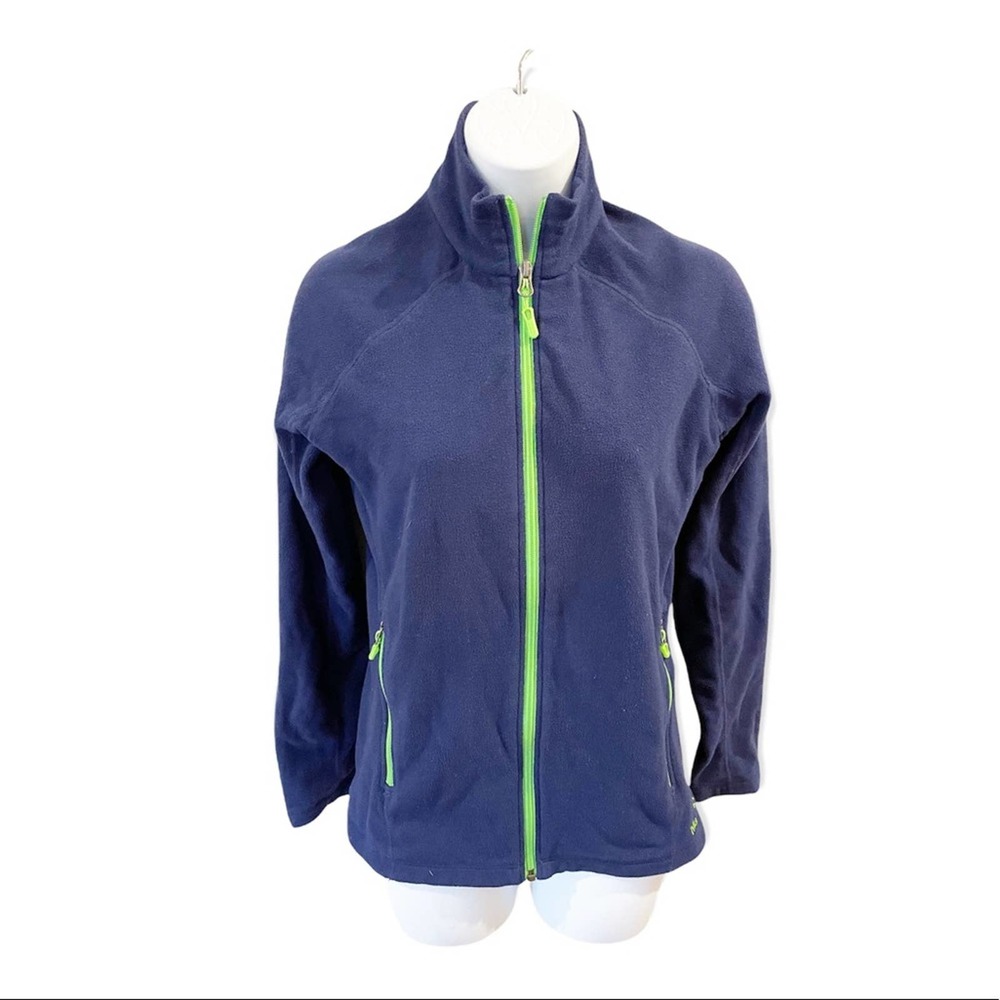 Marmot Fleece Long Sleeve Full Zip Jacket Blue with Green Accents Size Medium - Picture 13 of 13